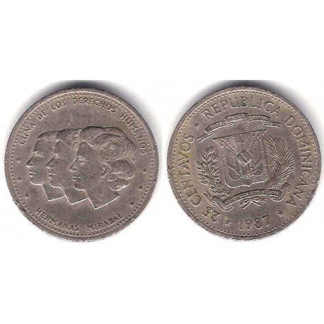 (61.2) República Dominicana. 1987. 25 Centavos (BC)