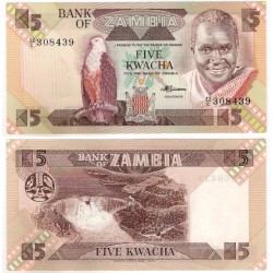(25d) Zambia. 1980-88. 5 Kwacha (SC)