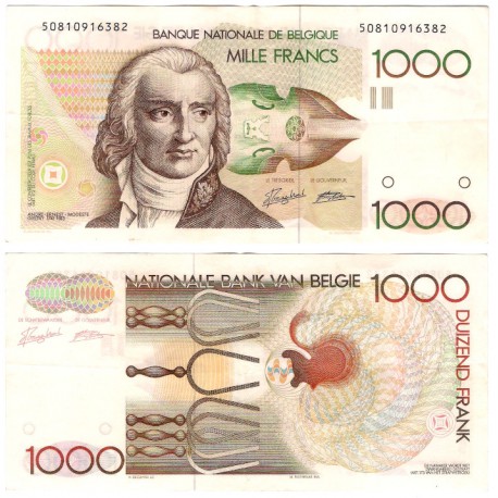 (144a) Bélgica. 1980-96. 1000 Francs (EBC-/EBC)
