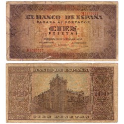 Estado Español. 1938. 100 Pesetas (BC+) Leves roturas en márgenes