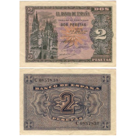 Estado Español. 1938. 2 Pesetas (MBC+) Serie C