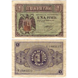 Estado Español. 1938. 1 Peseta (BC+) Serie E. Febrero