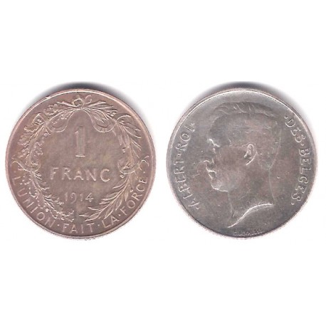 (72) Bélgica. 1914. 1 Franc (MBC) (Plata)