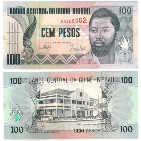 (11) Guinea-Bissau. 1990. 100 Pesos (SC) Manchas Adhesivo