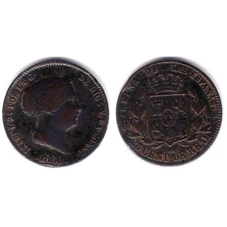 Isabel II. 1860. 25 Céntimos de Real (MBC) Ceca de Segovia