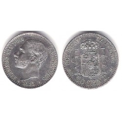 Alfonso XII. 1885*(8-6). 50 Céntimos (SC) (Plata) Ceca de Madrid MS-M