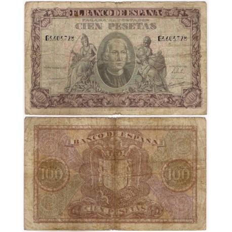 Estado Español. 1940. 100 Pesetas (BC/BC-) Serie  G