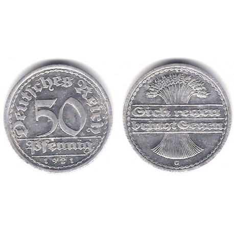 (27) Imperio Alemán (Weimar). 1921(G). 50 Pfennig (EBC)