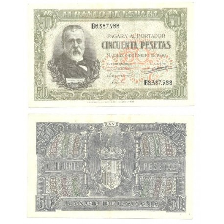 [1940] Billete de 50 Pesetas (EBC). Serie B.