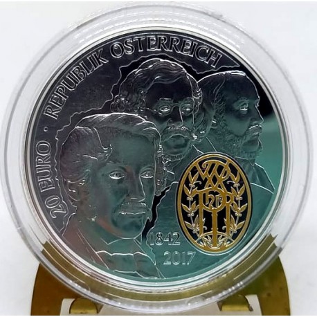 Austria. 2017. 20 Euro (Proof) (Plata) 175 Aniversario Filarmonica de Viena