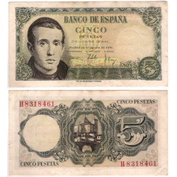Estado Español. 1951. 5 Pesetas (MBC) Serie H. Manchas