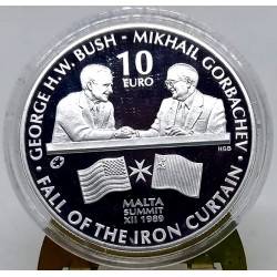 Malta. 2015. 10 Euro (Proof) (Plata) The Bush-Gorbachev Malta Summit 1989