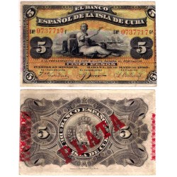 Cuba Colonial. 1896. 5 Pesos (MBC)