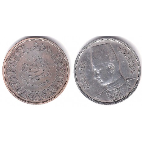 (367) Egipto. 1939. 10 Piastres (MBC+) (Plata)