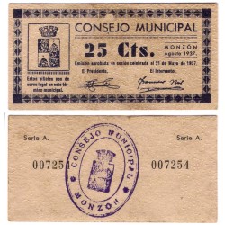 Monzón. 1937. 25 Céntimos (MBC+) Serie A