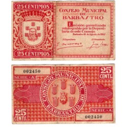 Barbastro. 1937. 25 Céntimos (BC) Serie A