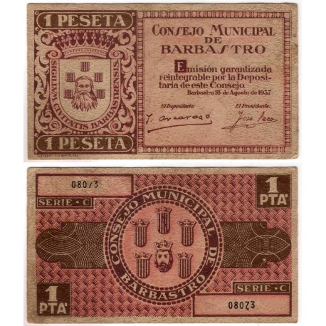 Barbastro. 1937. 1 Peseta (MBC) Serie C