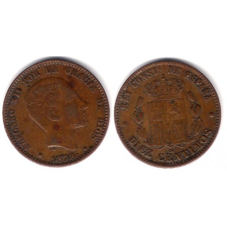 Alfonso XII. 1878. 10 Céntimos (BC+) Ceca de Barcelona OM. Falsa de Época