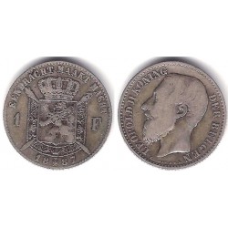 (29.1) Bélgica. 1887. 1 Franc (BC+) (Plata)
