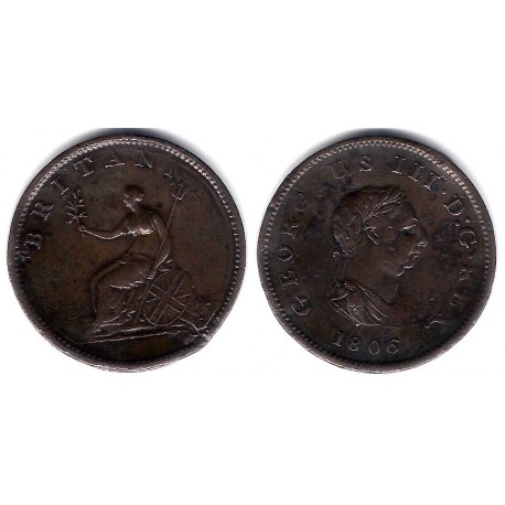 (662) Gran Bretaña. 1806. Half Penny (BC+) Cuño algo doblado