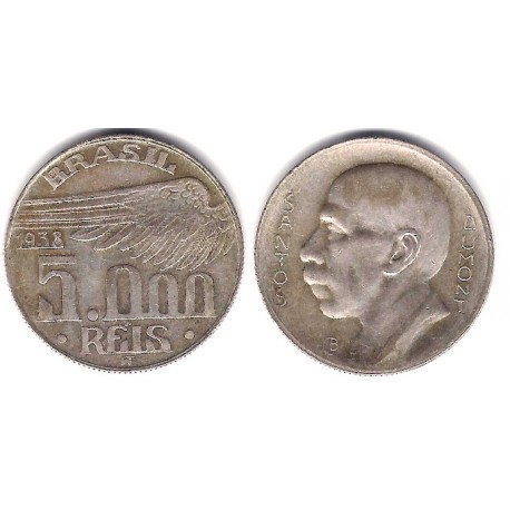 (543) Brasil. 1938. 5000 Reis (MBC+) (Plata)