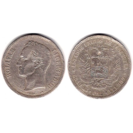 (Y24.2) Venezuela. 1912. 5 Bolivares (BC) (Plata)