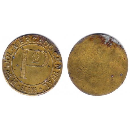 R. Pujol. Mercado Central. Borne. 2 Pesetas (BC)