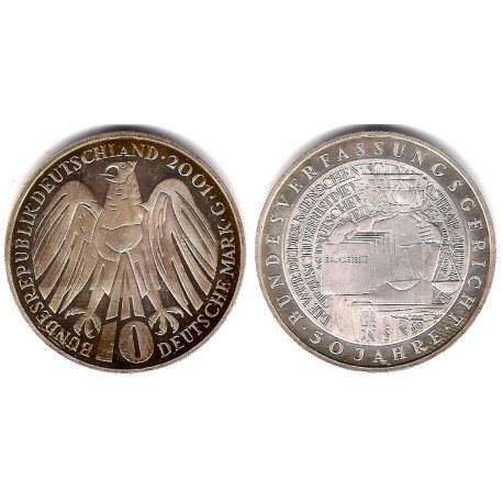 (206) Alemania. 2001(G). 10 Mark (EBC) (Plata)