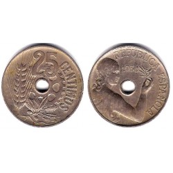 España (II República). 1934. 25 Céntimos (BC+)