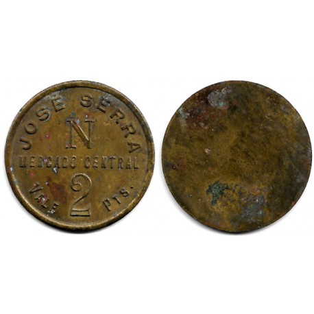 José Serra. Mercado Central. 2 Pesetas (BC)