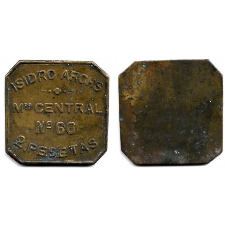 Isidro Archs. Mercado Central. 2 Pesetas (BC)