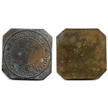 Emilio Vila. Mercado Central. 2 Pesetas (BC)
