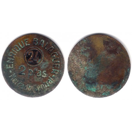 Enrique Balaguer. Mercado Centra Borne. 2 Pesetas (BC)