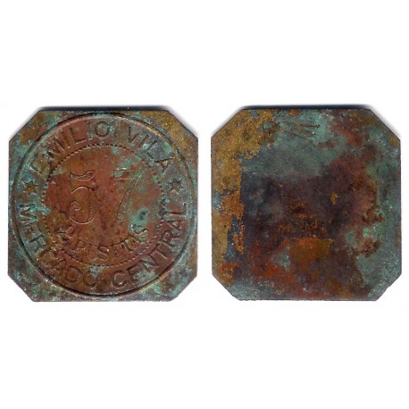 Emilio Vila. Mercado Central. 2 Pesetas (BC)