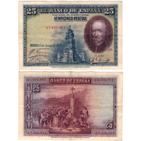 España. 1928. 25 Pesetas (MBC-) Serie A