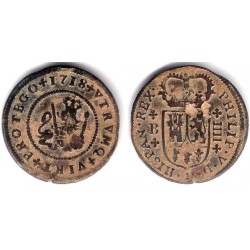 Felipe V. 1718. 4 Maravedi (BC+) Ceca de Barcelona
