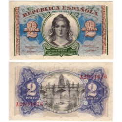 España (II República). 1938. 2 Pesetas (SC) Serie A