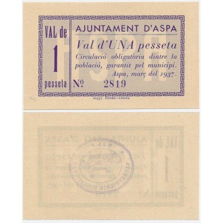 Aspa. 1937. 1 Peseta (SC)