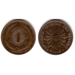 (11) Uruguay. 1869H. 1 Centesimo (MBC+)