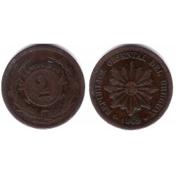 (12) Uruguay. 1869A. 2 Centesimos (MBC)