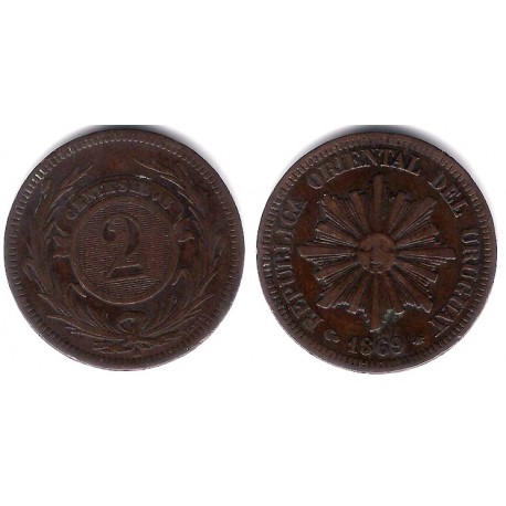 (12) Uruguay. 1869A. 2 Centesimos (MBC)