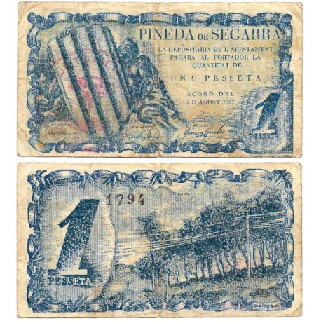 Pineda de Segarra. 1937. 1 Peseta (MBC-)
