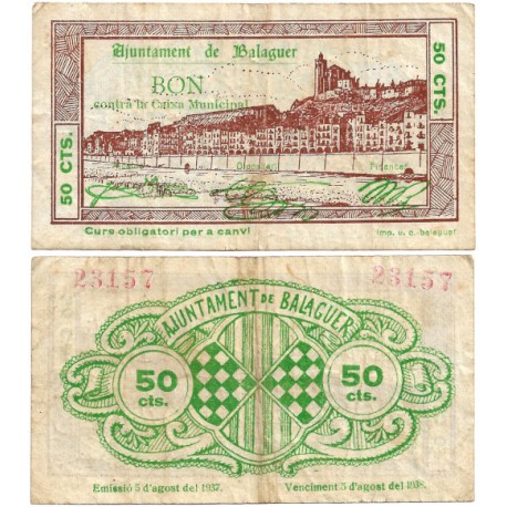 Balaguer. 1937. 50 Céntimos (BC+)