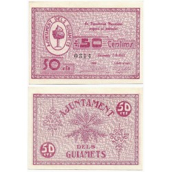 Els Guiamets. 1937. 50 Céntimos (SC)