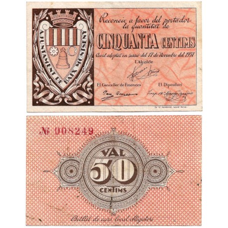 Baix Montseny. 1937. 50 Céntimos (MBC)