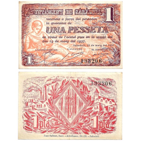 Sabadell. 1937. 1 Peseta (EBC-)