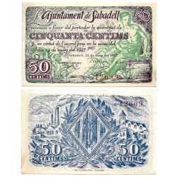Sabadell. 1937. 50 Céntimos (SC) Mancha