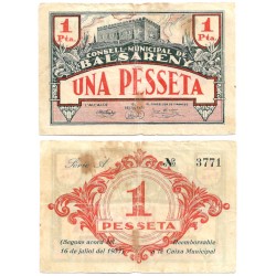 Balsareny. 1937. 1 Peseta (BC) Roturas