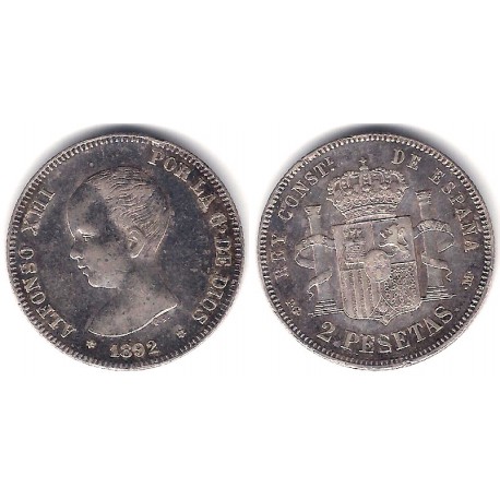 Alfonso XIII. 1892*(18-92). 50 Céntimos (MBC-) (Plata) Ceca de Madrid PG-M