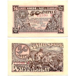 Roses de Llobregat. 1937. 50 Céntimos (EBC)